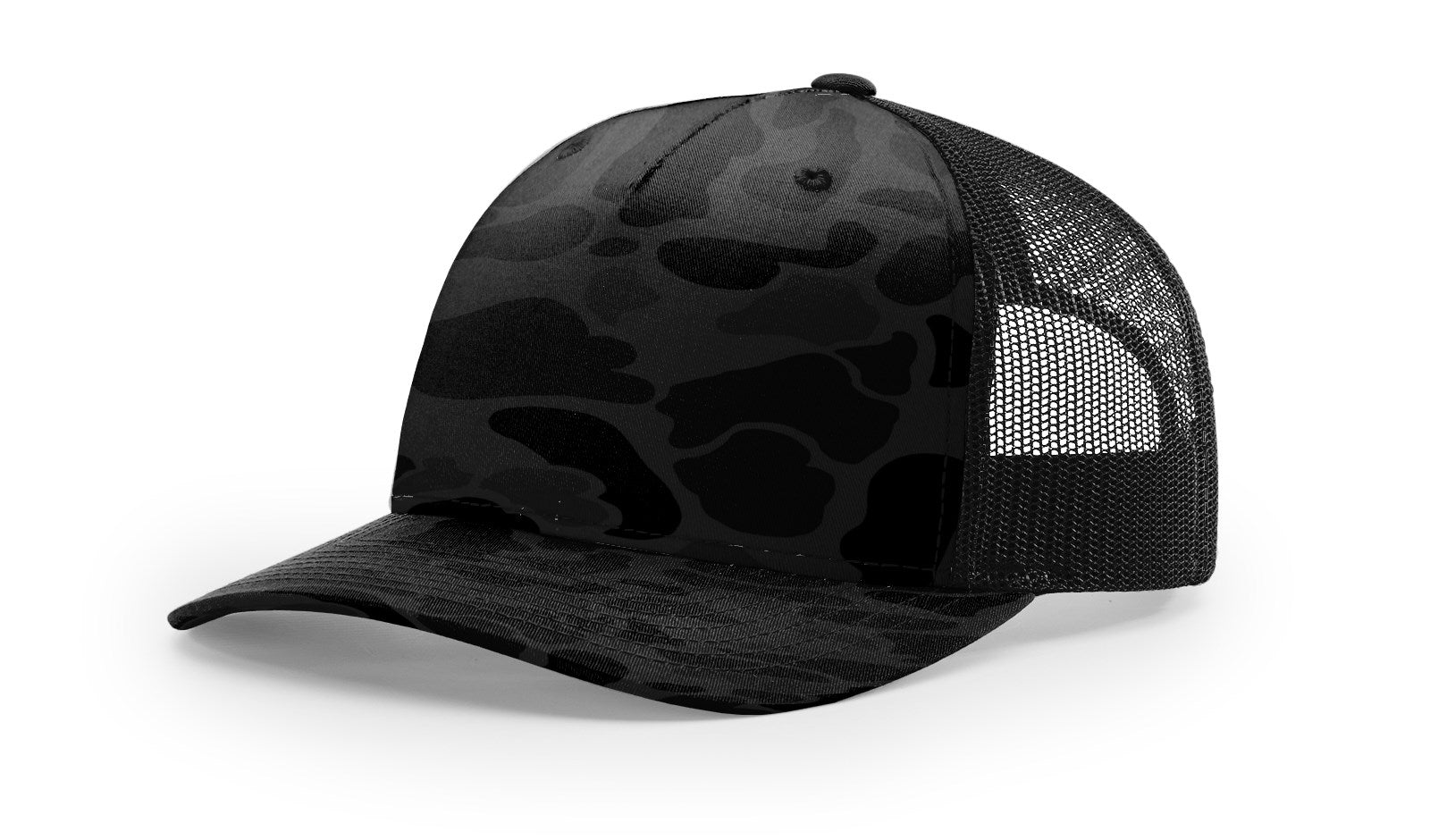 Debossed Leather Patch Trucker Hat - Camo Richardson 112PFP - Customized with YOUR LOGO
