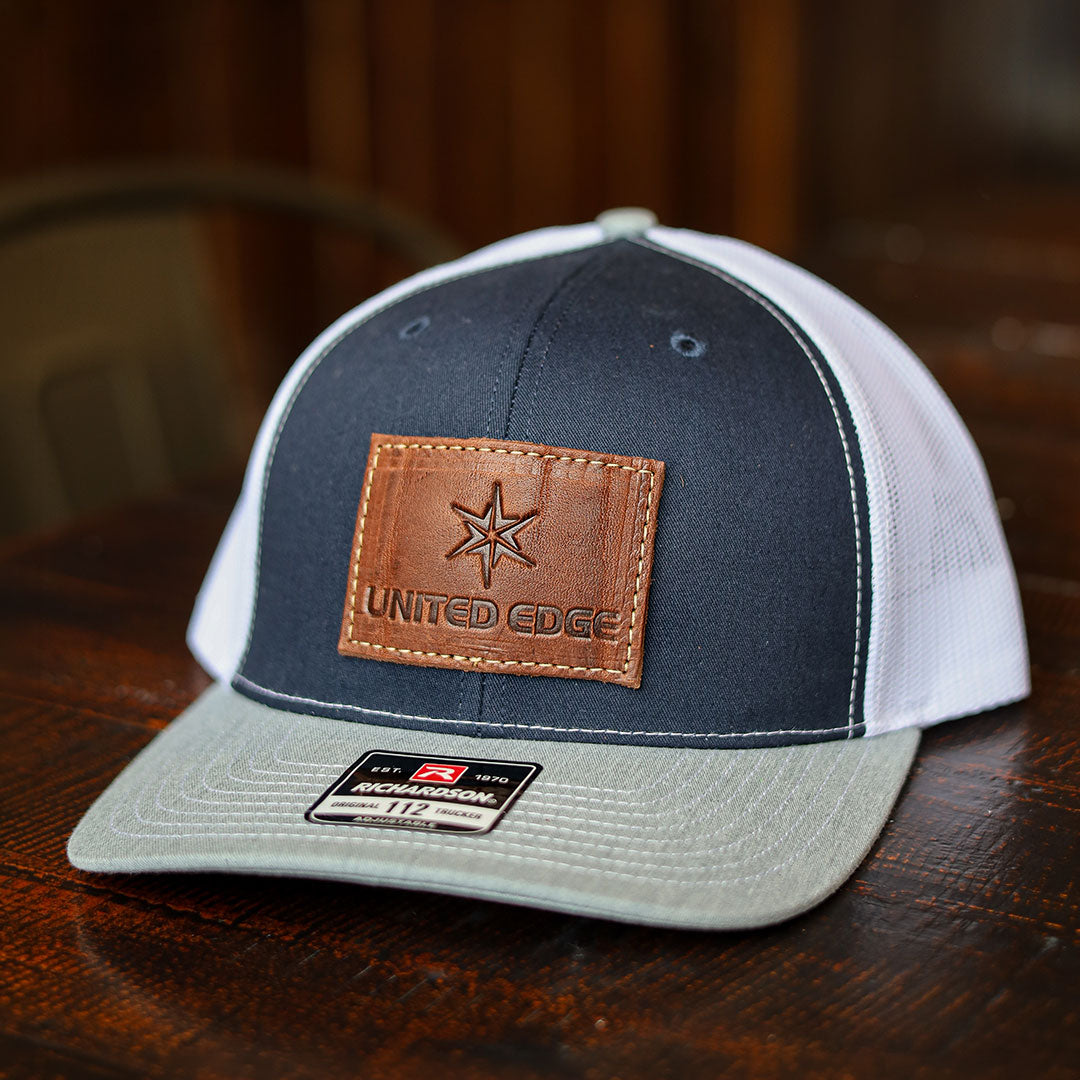 SAMPLE HAT - Debossed Heat Pressed - Richardson 112 Trucker Custom Leather Patch Hat with YOUR LOGO