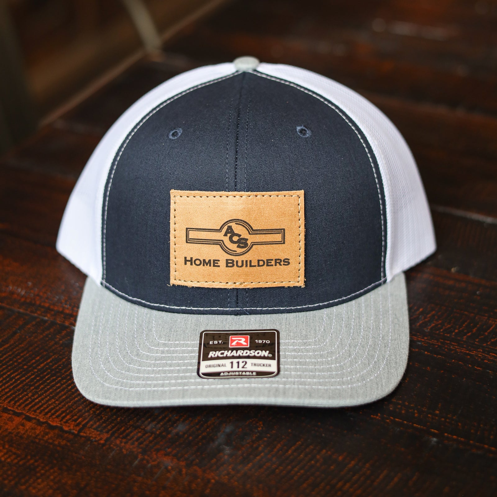 SAMPLE HAT - Lasered Leather Patch Trucker Hat ~ Richardson 112 Hat ~ Customized with YOUR LOGO