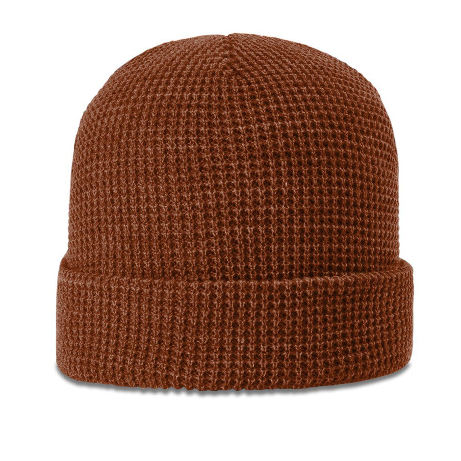 Waffle Knit Cuff Custom Leather Patch Richardson Beanie