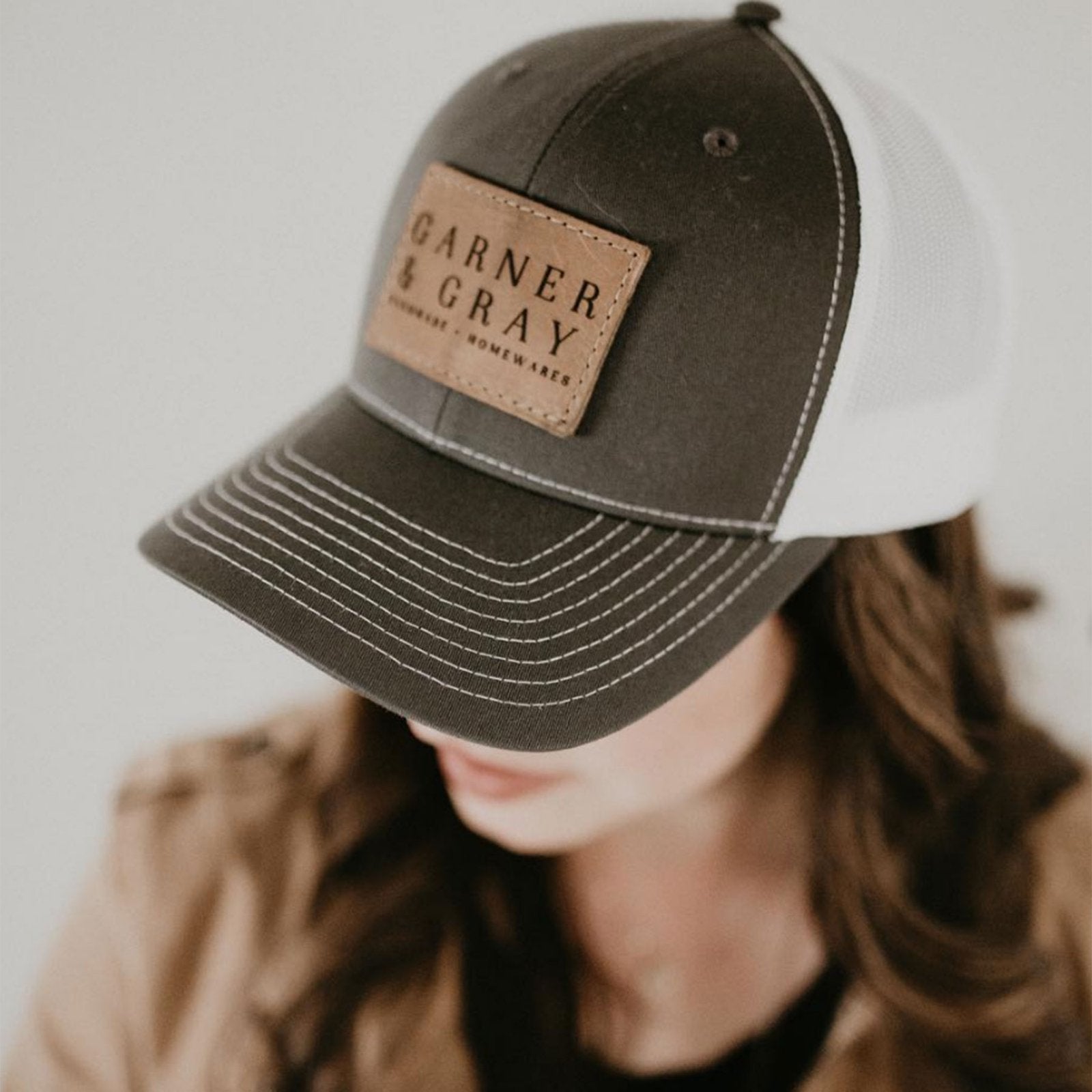Lasered Leather Patch Trucker Hat ~ Richardson 112 Hat ~ Customized with YOUR LOGO