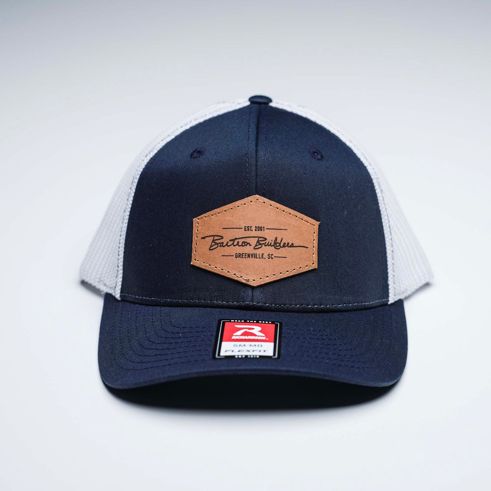 Lasered Leather Patch Trucker Hat ~ Richardson 110 R-Flex Trucker Hat ~ Customized with YOUR LOGO
