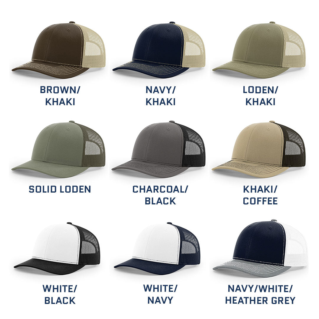 SAMPLE HAT - Debossed Heat Pressed - Richardson 112 Trucker Custom Leather Patch Hat with YOUR LOGO