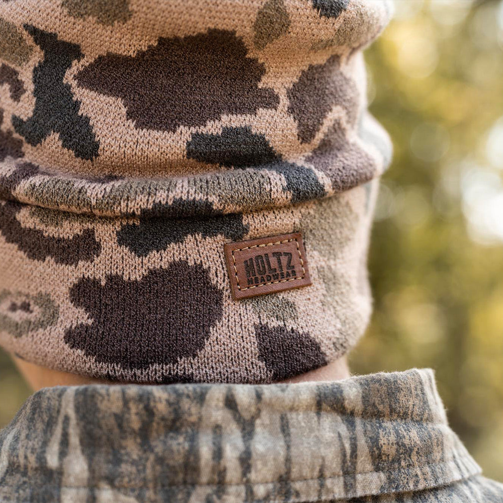 Camo Knit Beanie – Custom Leather Patch Richardson 126