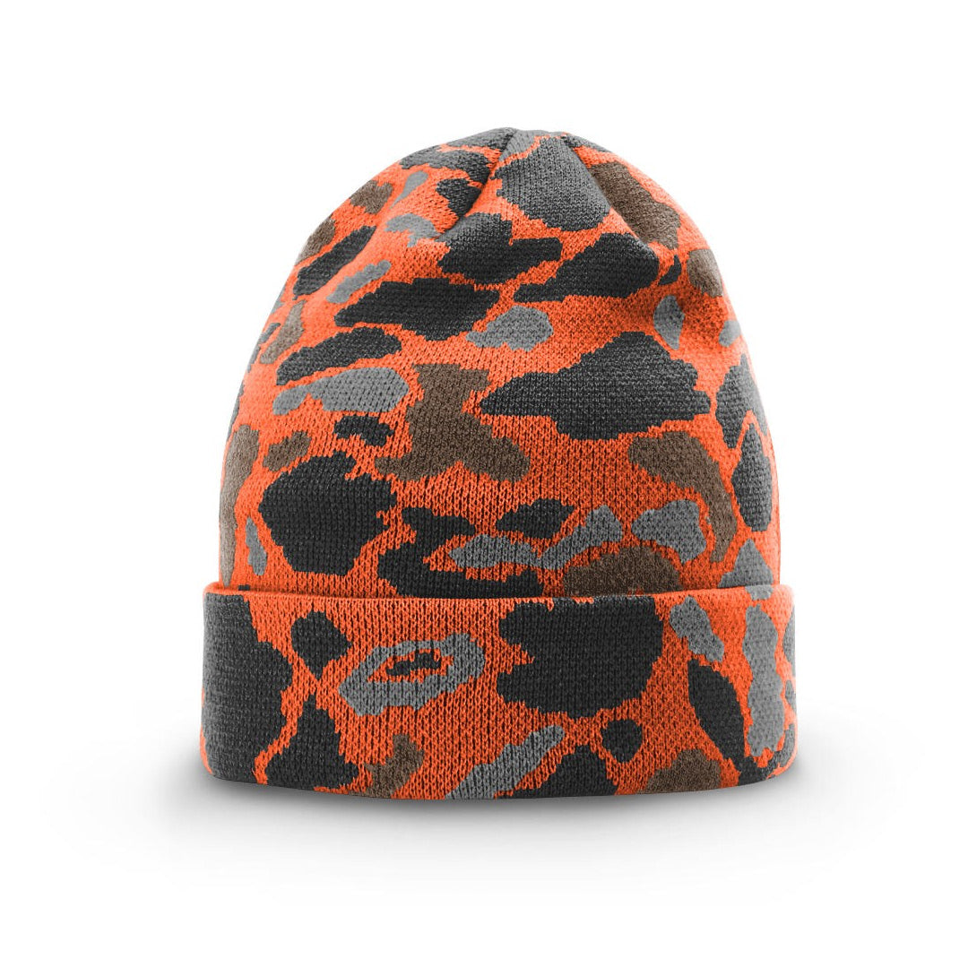 Camo Knit Beanie – Custom Leather Patch Richardson 126