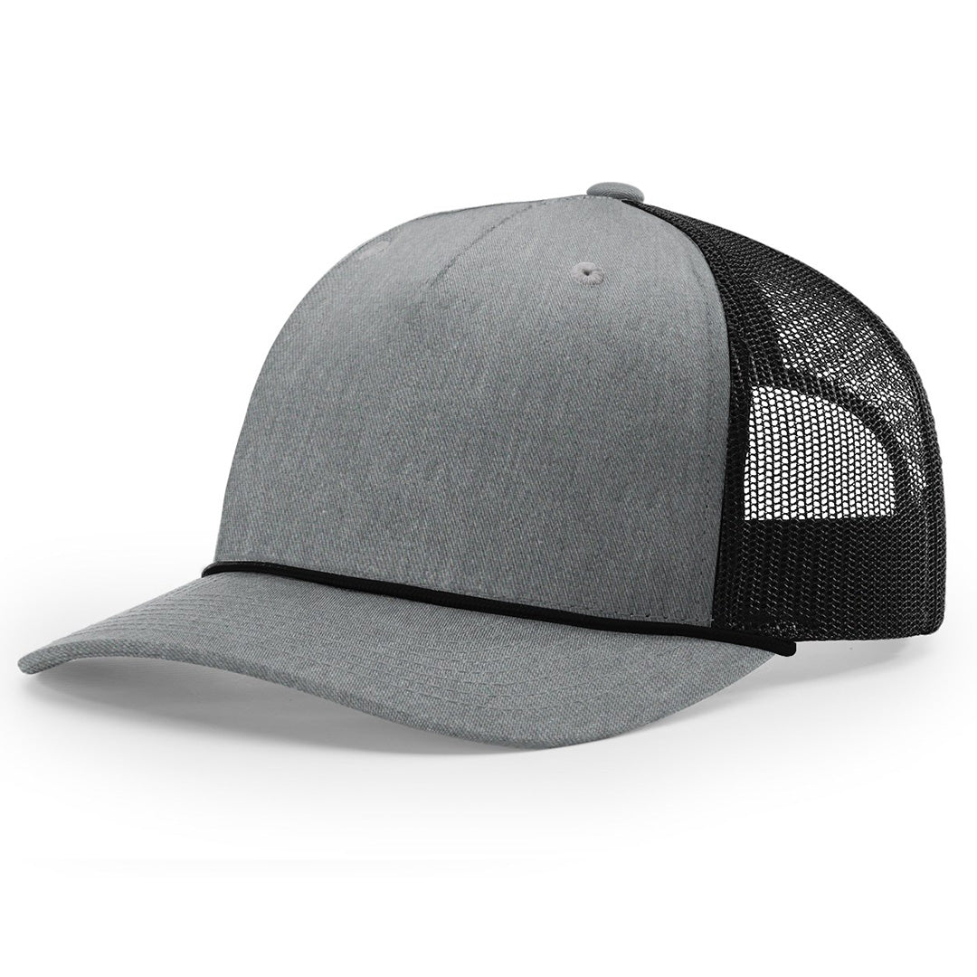 Debossed Heat Pressed - Richardson 112FPR Five Panel Trucker Cap with Rope Custom Leather Patch Hat with YOUR LOGO