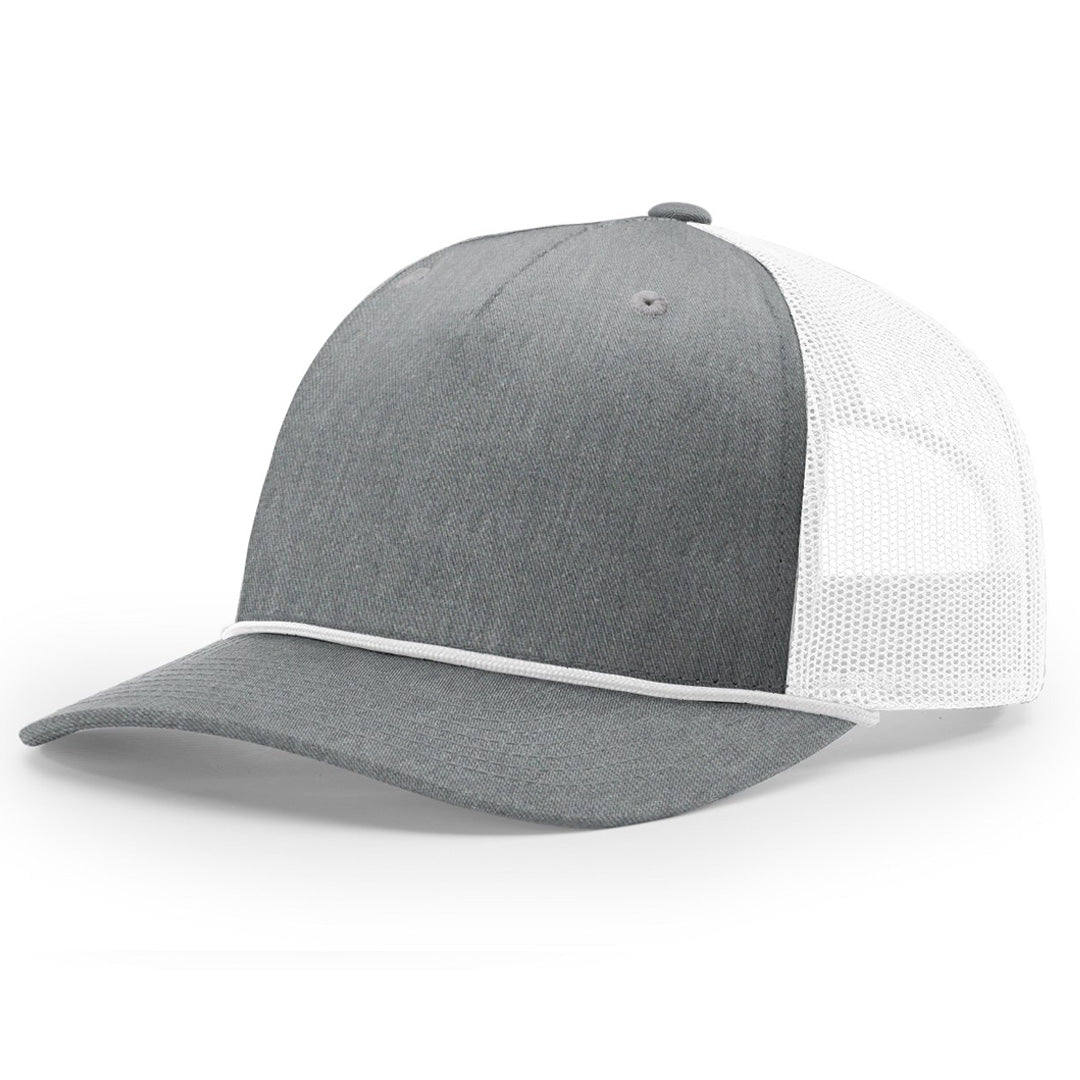 Debossed Heat Pressed - Richardson 112FPR Five Panel Trucker Cap with Rope Custom Leather Patch Hat with YOUR LOGO