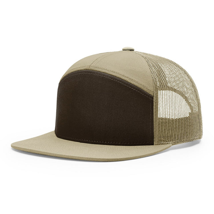 CLEARANCE - Richardson 168 Flat Bill Trucker Hat - 7 Panel - Customized with YOUR LOGO