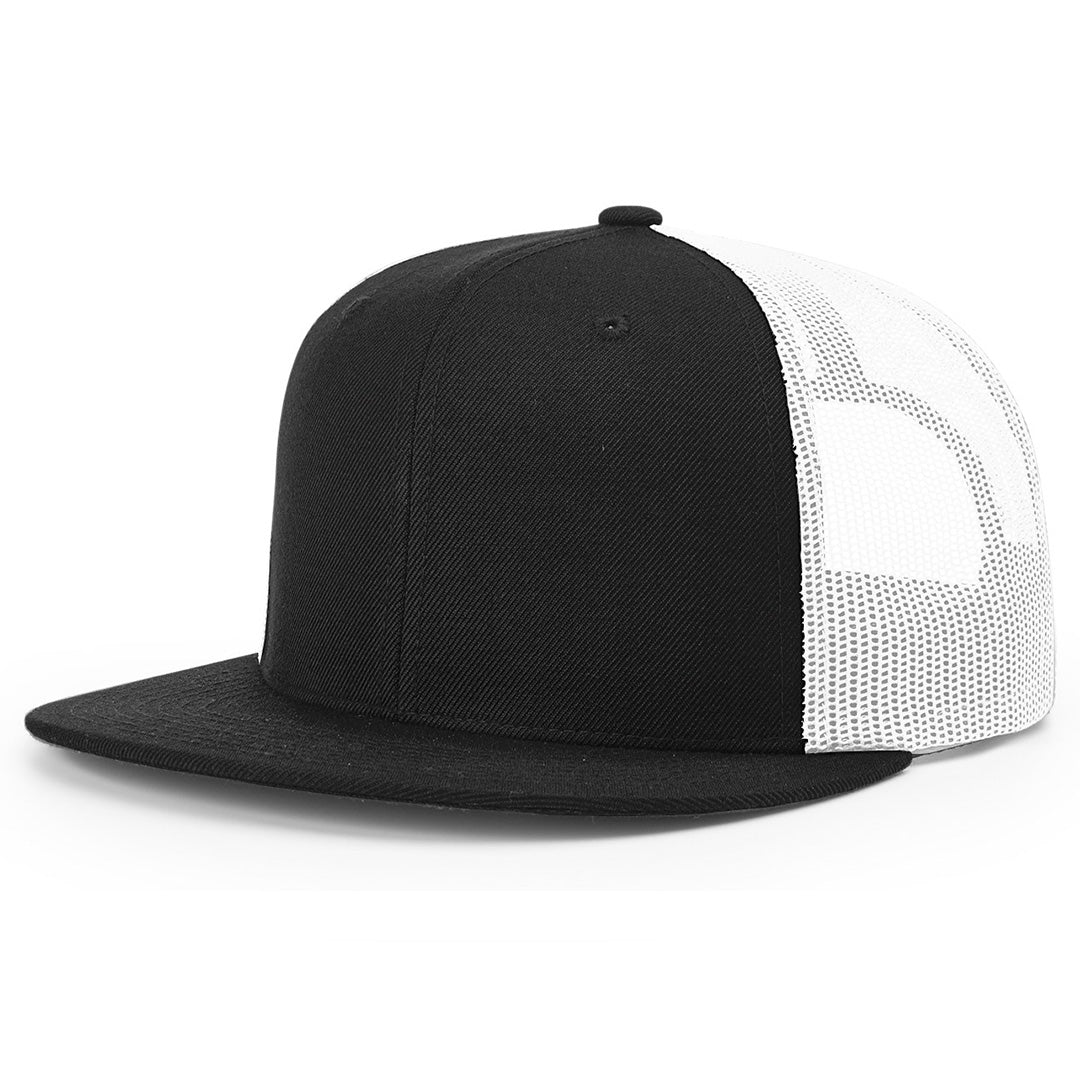 Lasered Leather Patch Flat Bill Trucker Hat ~ Richardson 511 Cap ~ Customized with YOUR LOGO