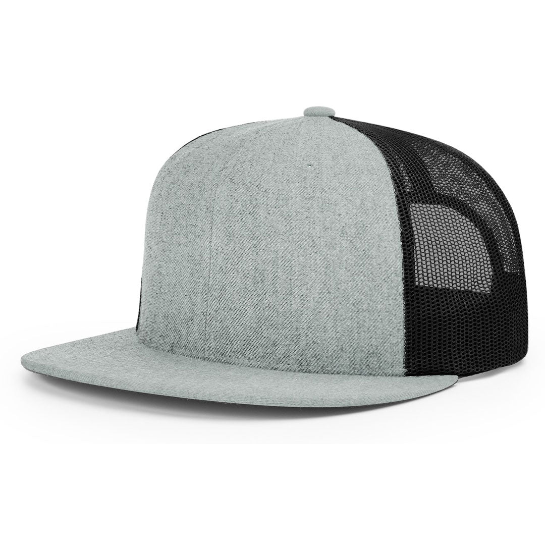 Lasered Leather Patch Flat Bill Trucker Hat ~ Richardson 511 Cap ~ Customized with YOUR LOGO