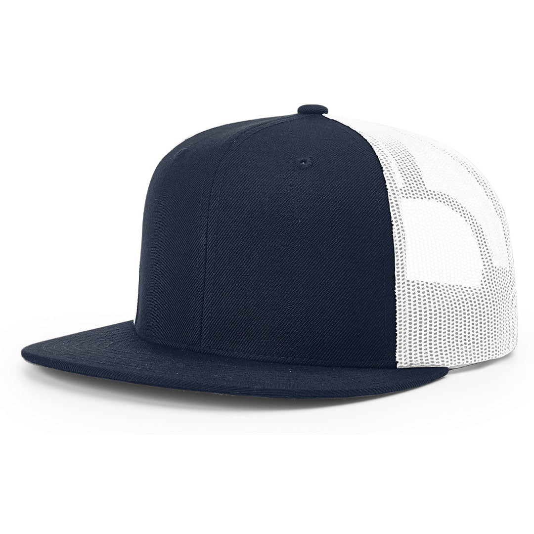 Lasered Leather Patch Flat Bill Trucker Hat ~ Richardson 511 Cap ~ Customized with YOUR LOGO