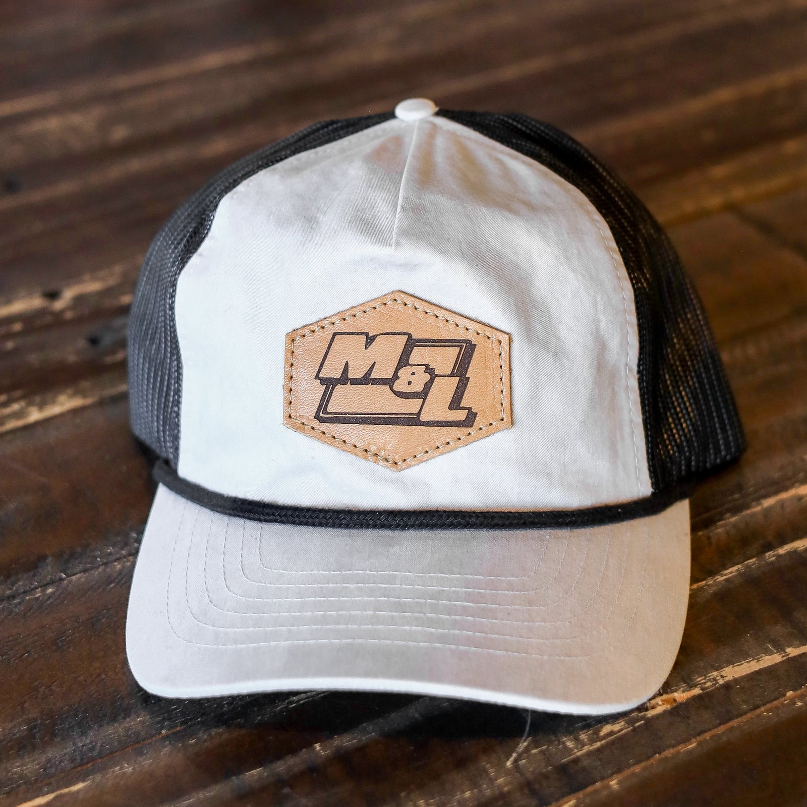 Lasered Leather Patch Hat - Richardson 939 Five Panel Relaxed Fit with Rope - Customized with YOUR LOGO