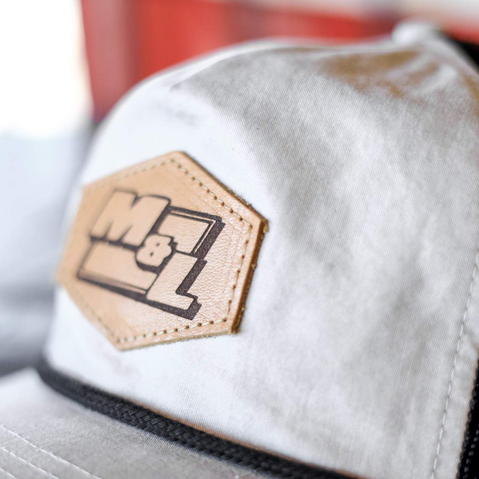 Lasered Leather Patch Hat - Richardson 939 Five Panel Relaxed Fit with Rope - Customized with YOUR LOGO