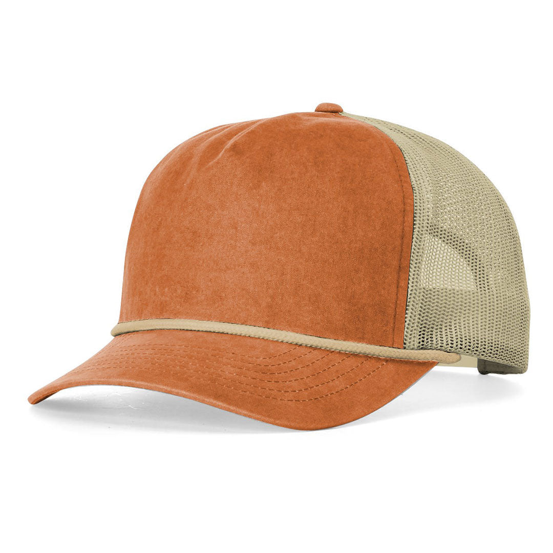 Lasered Leather Patch Hat - Richardson 939 Five Panel Relaxed Fit with Rope - Customized with YOUR LOGO