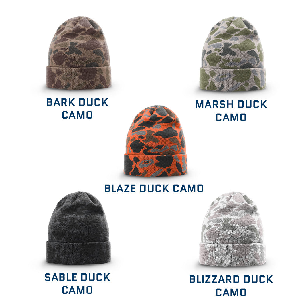 Camo Knit Beanie – Custom Leather Patch Richardson 126