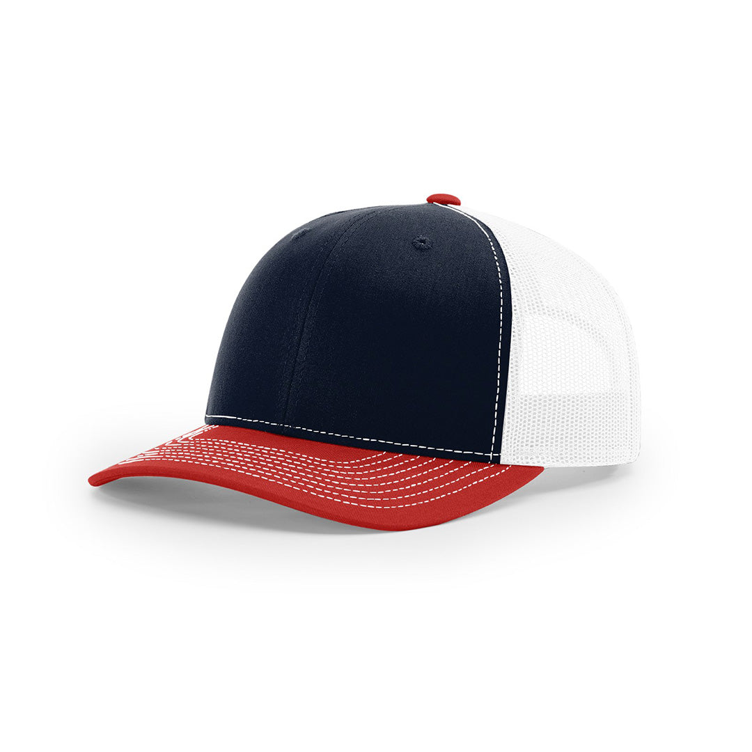 SALE - Patriotic Colors - Debossed - Richardson 112 Custom Leather Patch Trucker Hat