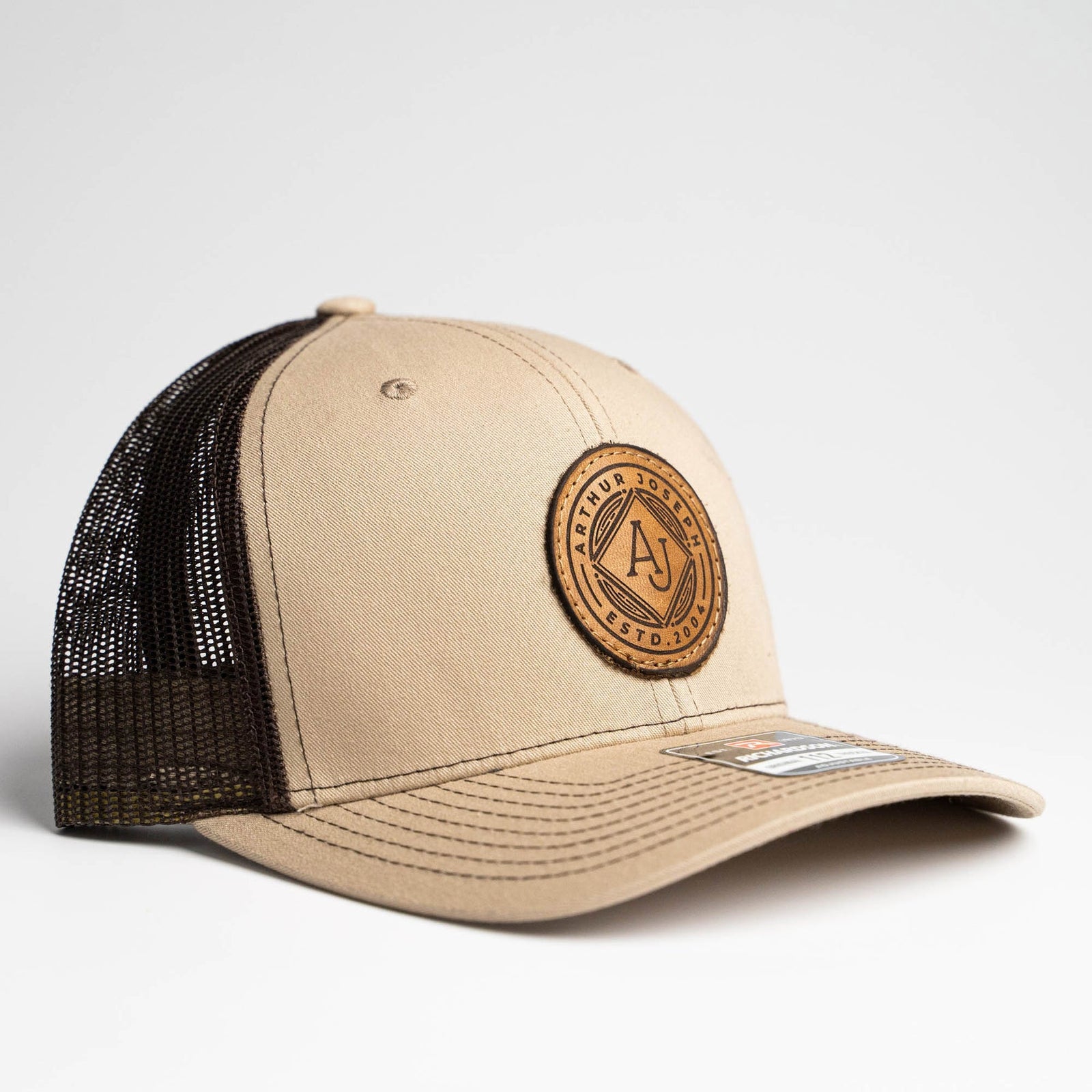 Lasered Leather Patch Trucker Hat ~ Richardson 112 Hat ~ Customized with YOUR LOGO