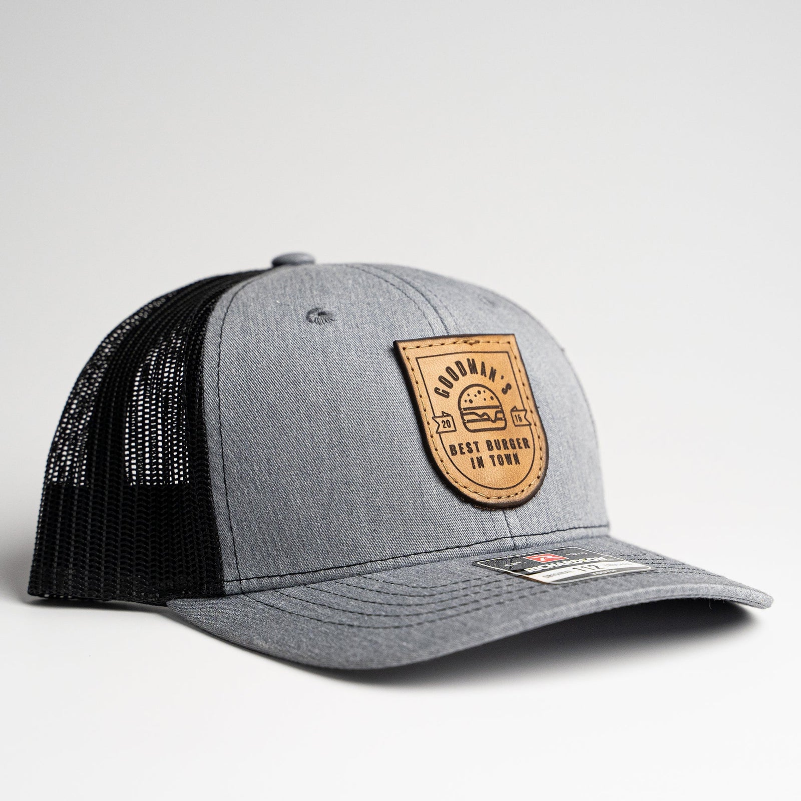 Lasered Leather Patch Trucker Hat ~ Richardson 112 Hat ~ Customized with YOUR LOGO