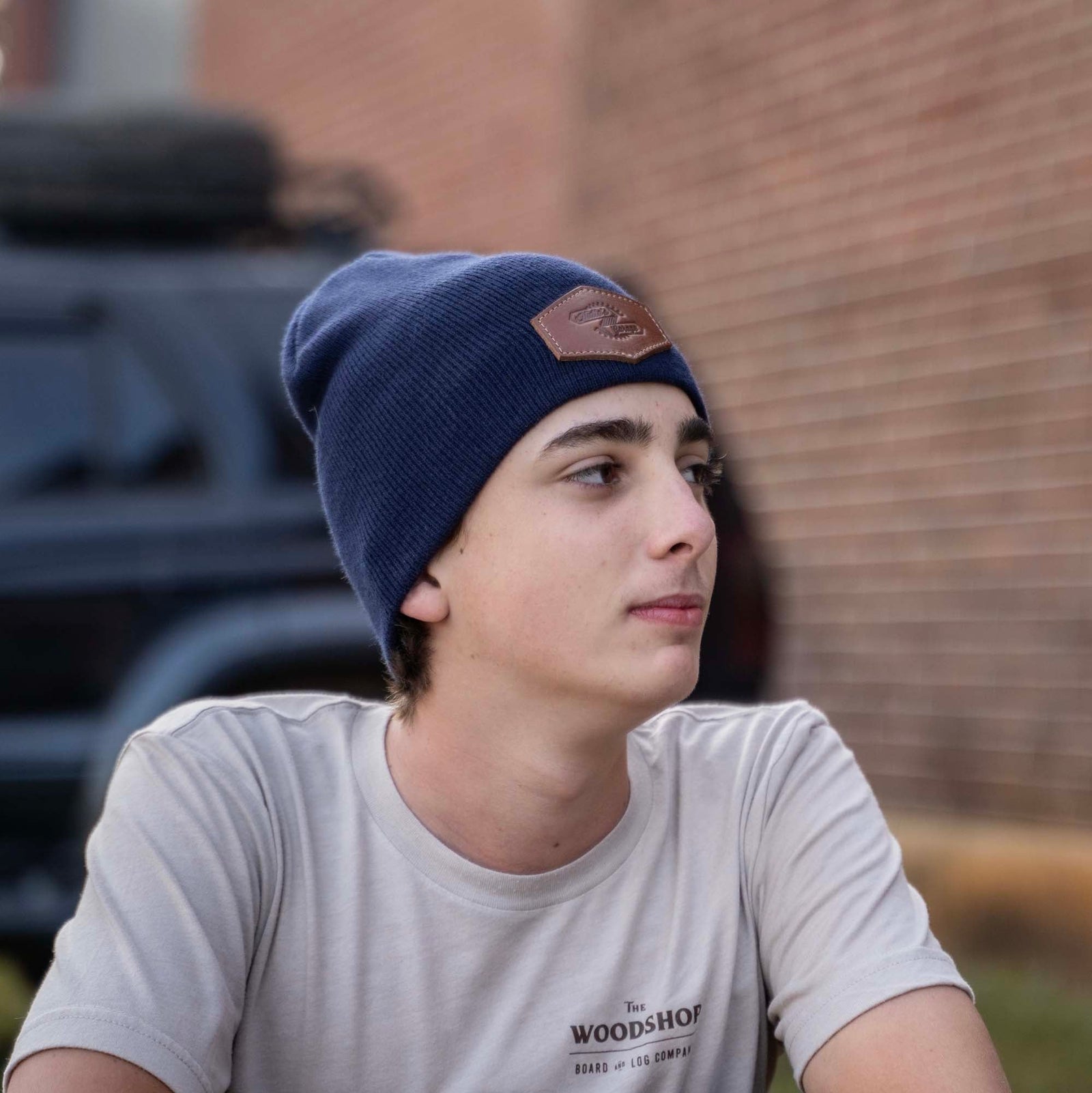 Solid Knit Custom Leather Patch Richardson Beanie