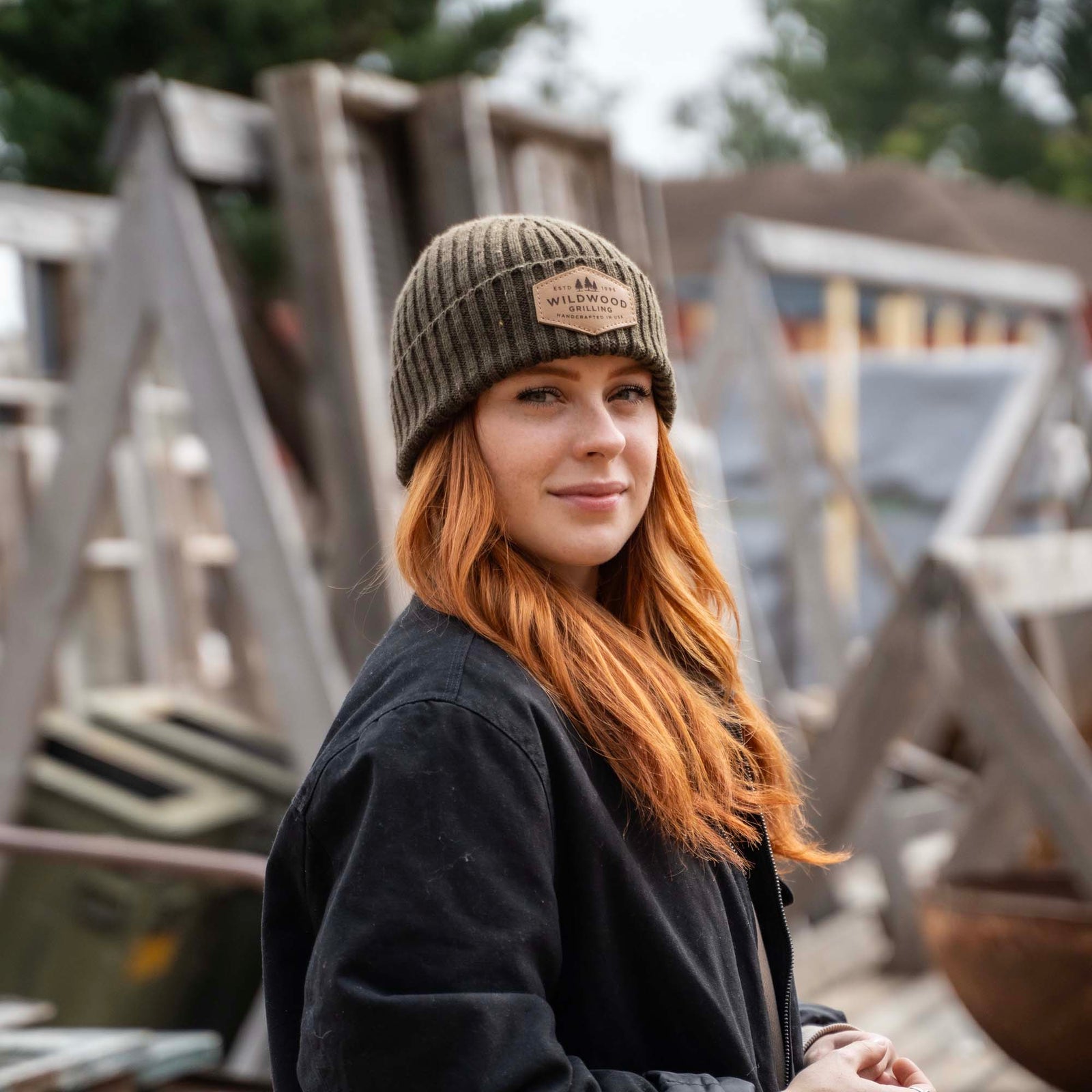 Merino Wool Knit Custom Leather Patch Richardson Beanie