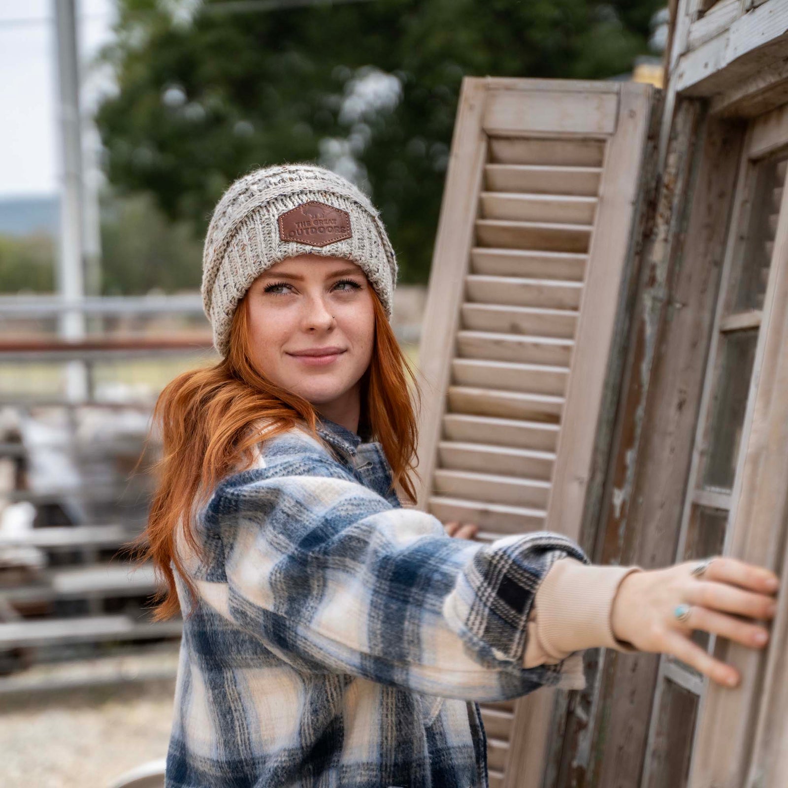 Speckled Knit Custom Leather Patch Richardson Beanie