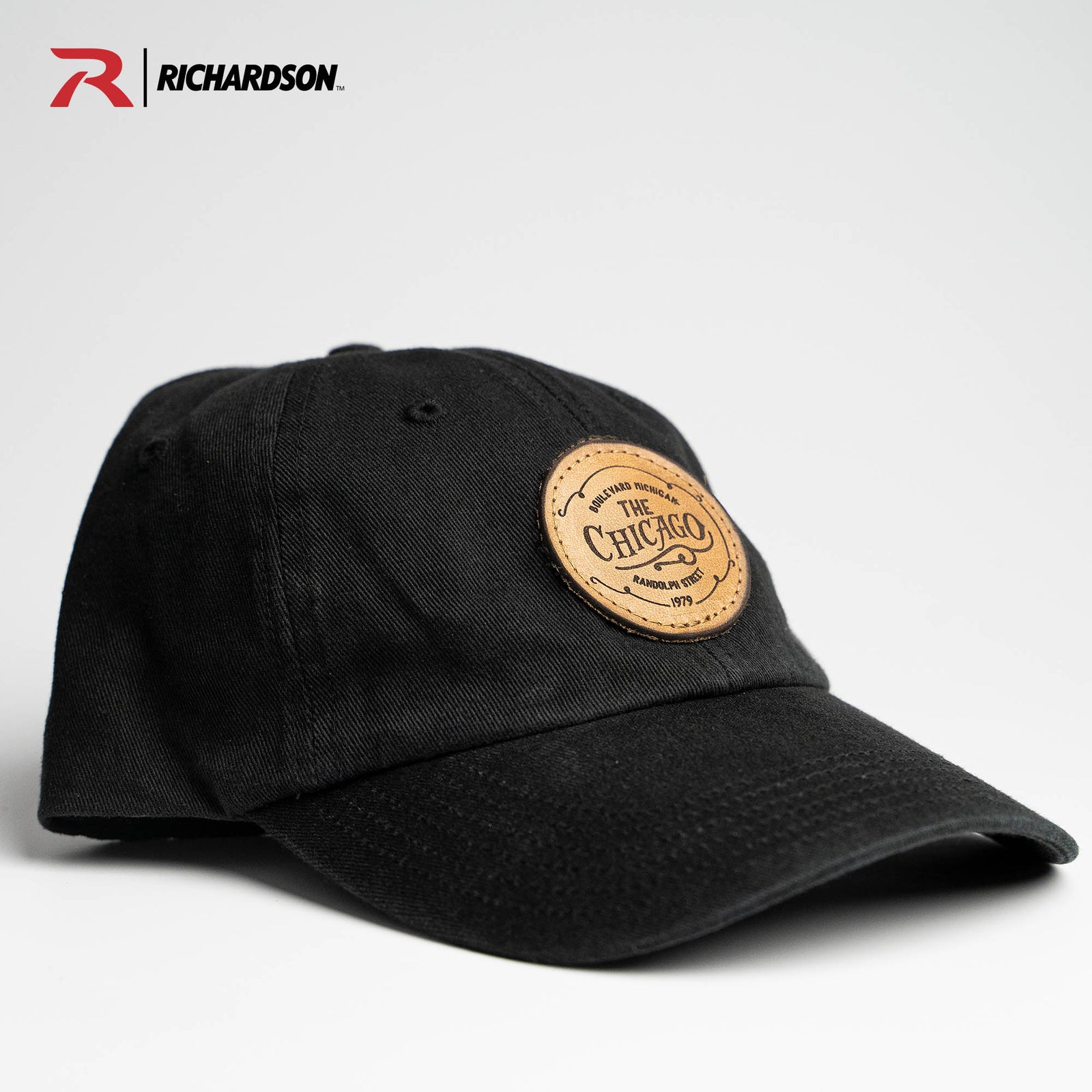 Lasered Leather Patch Dad Hat - Richardson R55 Dad/Mom Cap Low Profile - with Your Logo