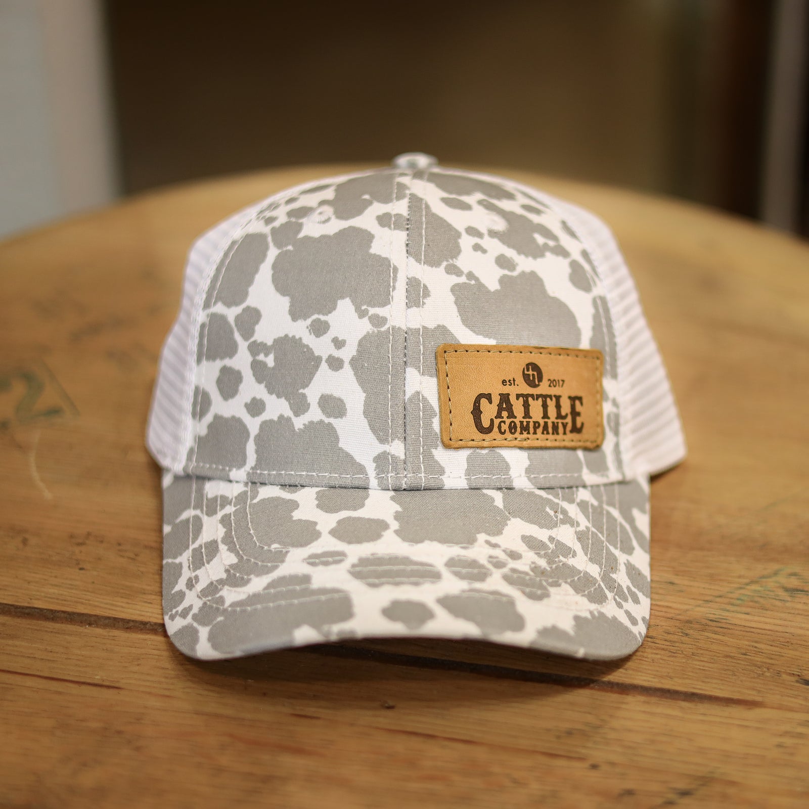 Lasered Leather Patch Hat - CHARLIE Women's Ponytail Trucker Hat - Customized with YOUR LOGO
