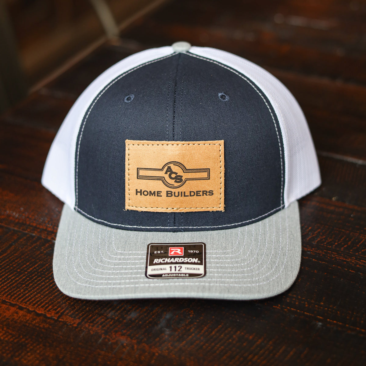 Lasered Leather Patch Trucker Hat ~ Richardson 112 Hat ~ Customized with YOUR LOGO