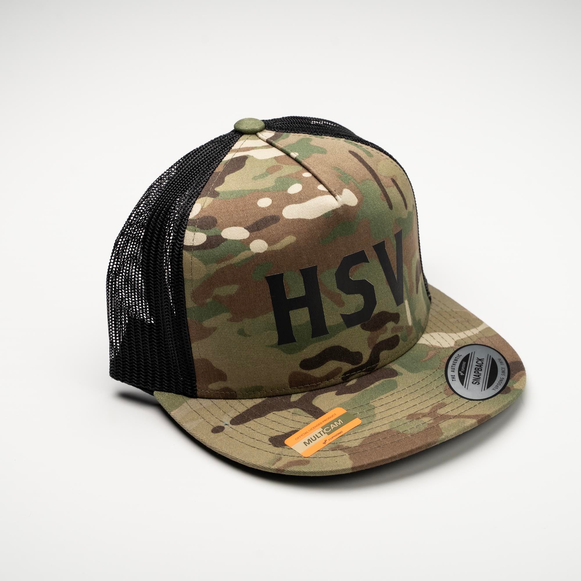 Vintage Ink™ Customized with Your Logo ~ Yupoong 6006MC Cap Camo Trucker Mesh Snapback Hat