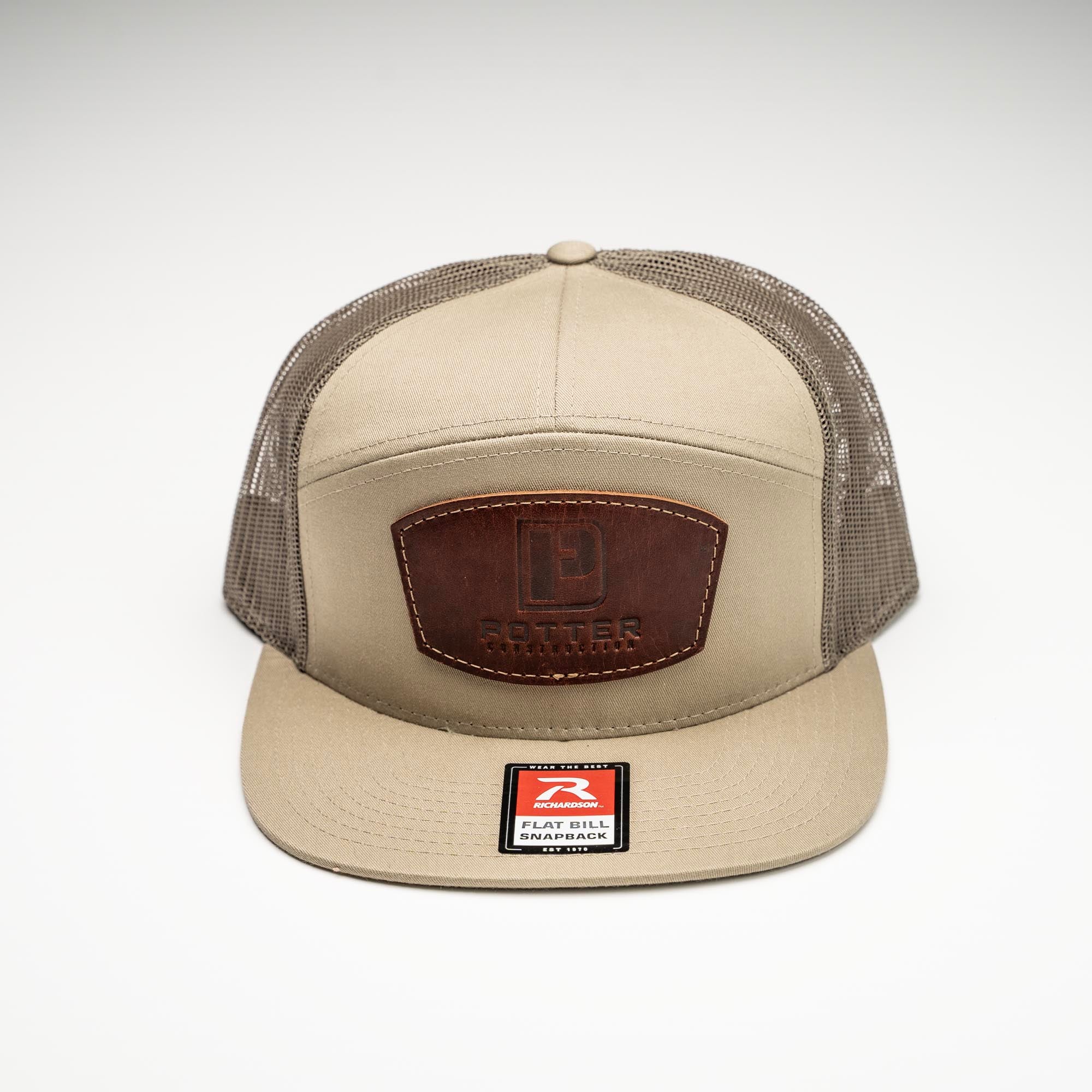 Debossed Leather Patch Trucker Flat Bill Hat ~ Richardson 168 7 Panel Trucker Hat ~ Customized with YOUR LOGO