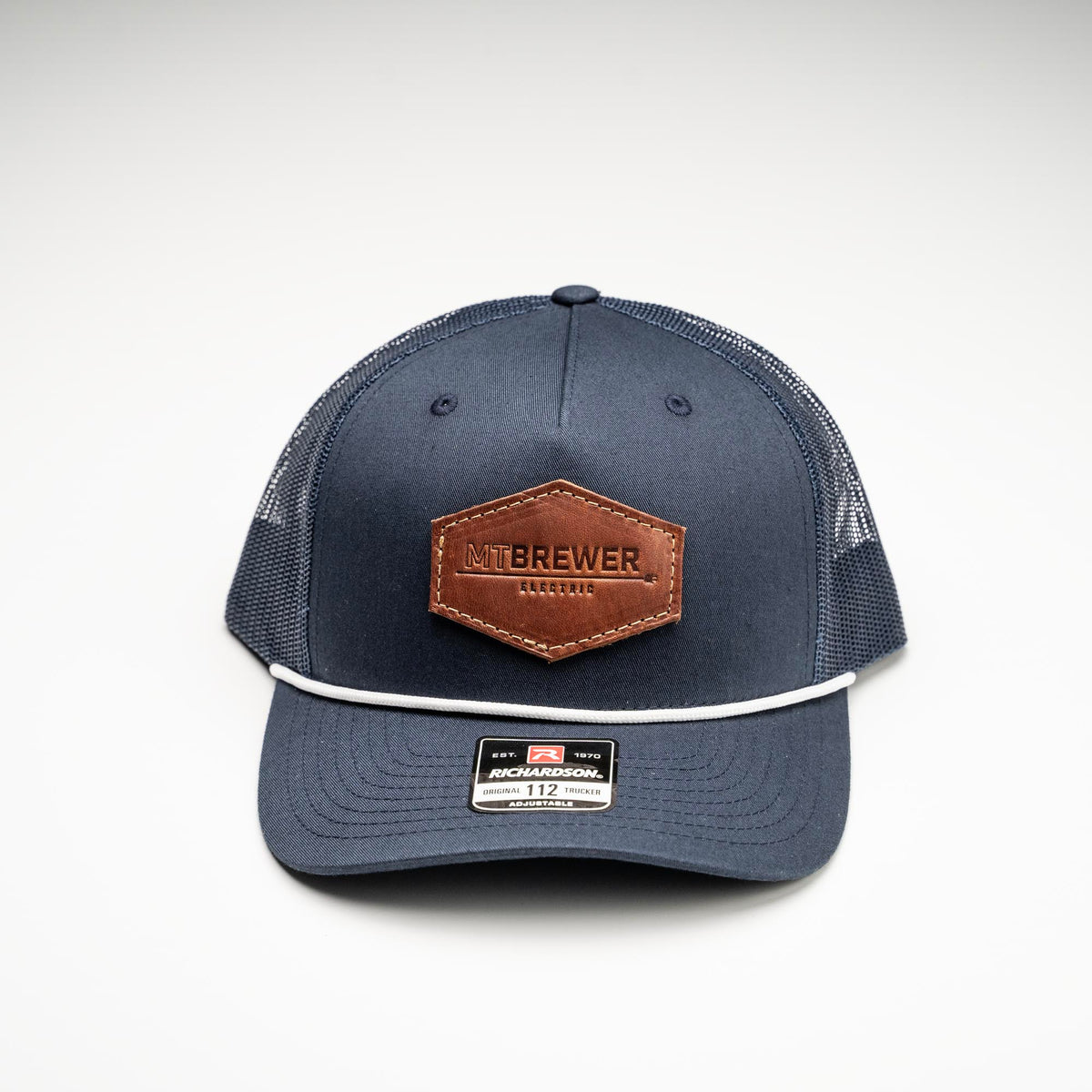 Debossed Heat Pressed - Richardson 112FPR Five Panel Trucker Cap with Rope Custom Leather Patch Hat with YOUR LOGO