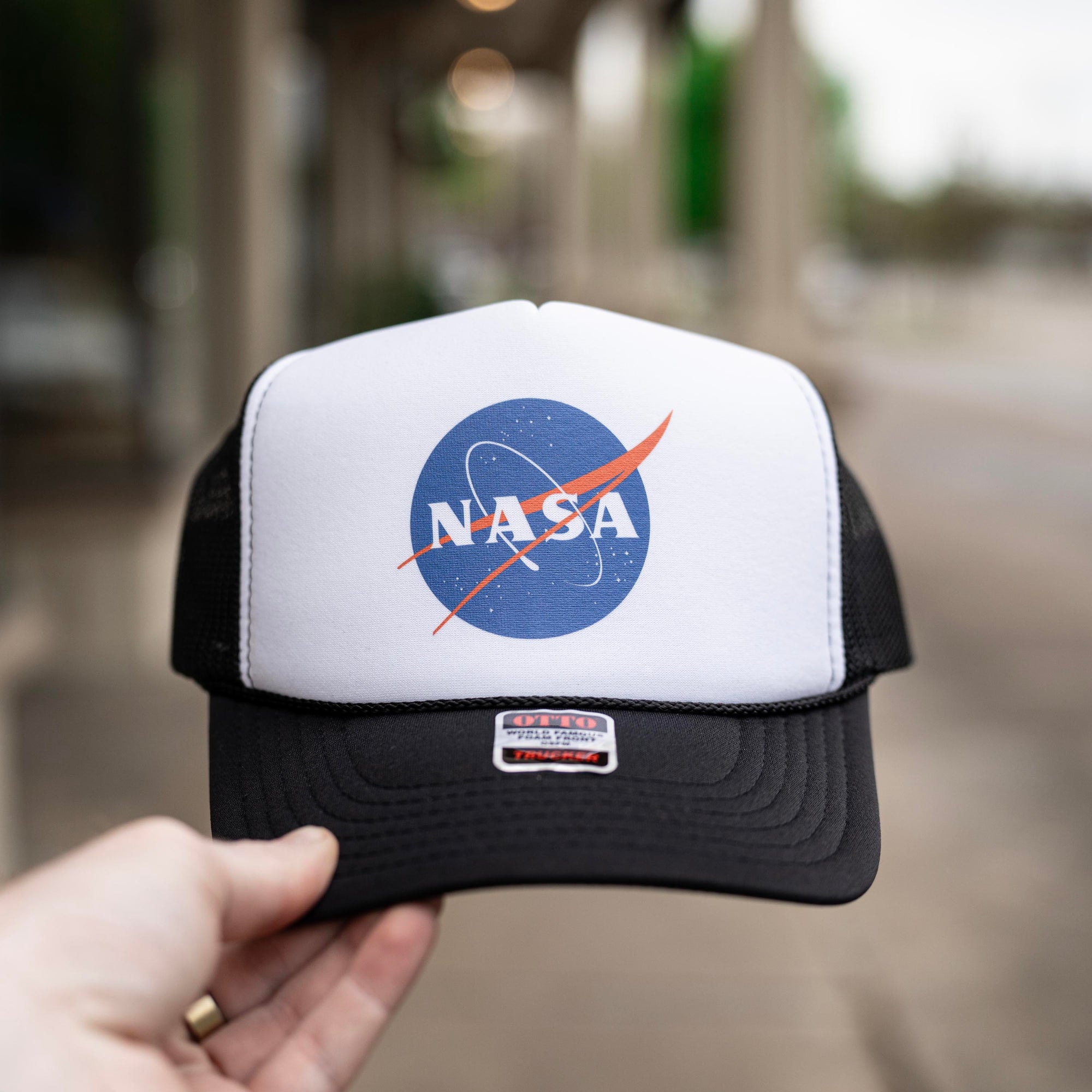 Nasa Space Logo Decal - White & Black Foam Trucker Hat