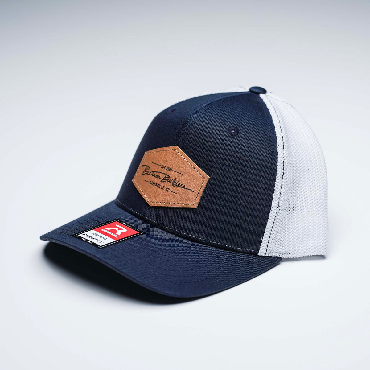 Lasered Leather Patch Trucker Hat ~ Richardson 110 R-Flex Trucker Hat ~ Customized with YOUR LOGO