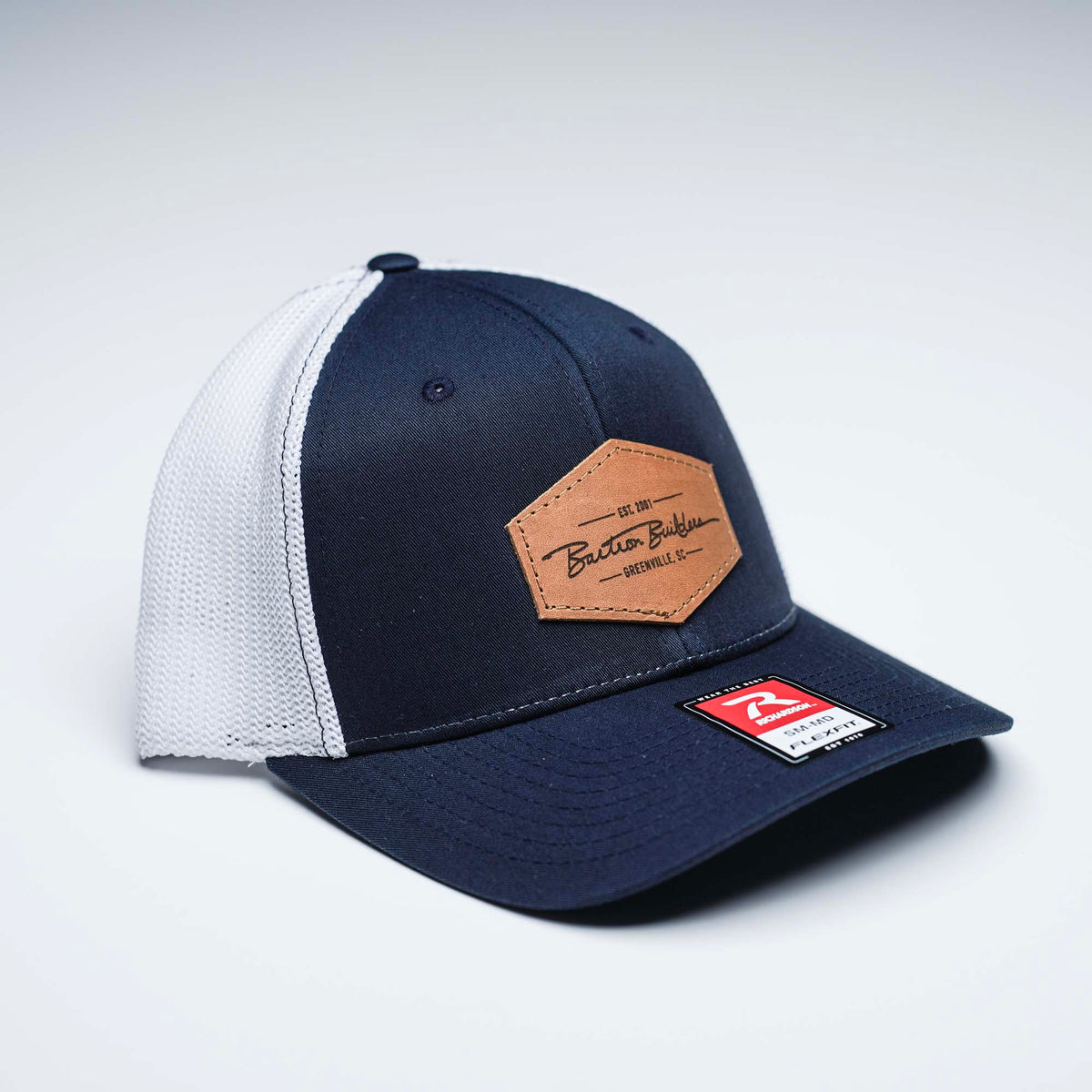 Lasered Leather Patch Trucker Hat ~ Richardson 110 R-Flex Trucker Hat ~ Customized with YOUR LOGO