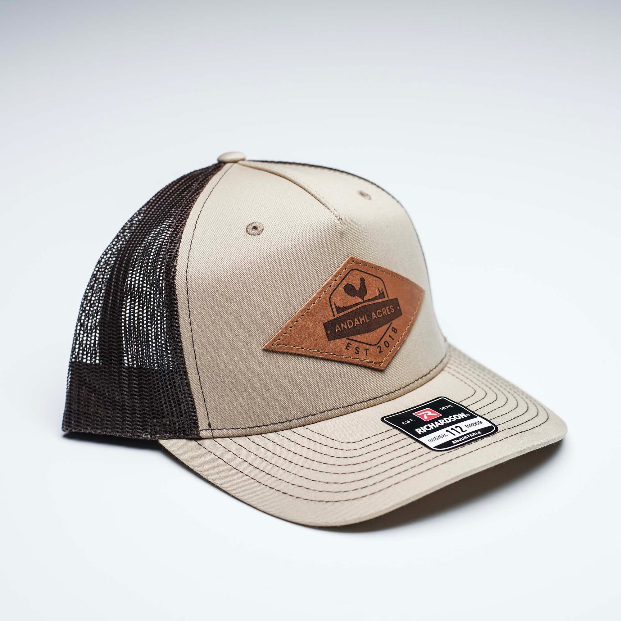 Richardson 112FP Custom Five Panel Trucker Leather Patch Hat