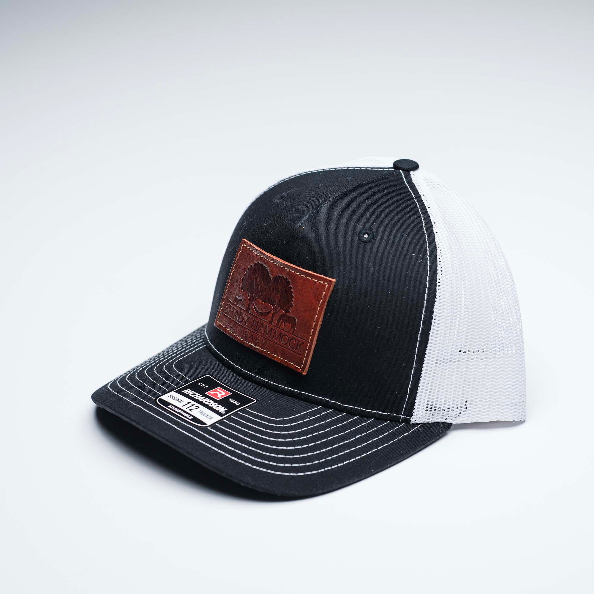 Debossed Heat Pressed - Richardson 112FP Five Panel Trucker Cap Custom Leather Patch Hat with YOUR LOGO
