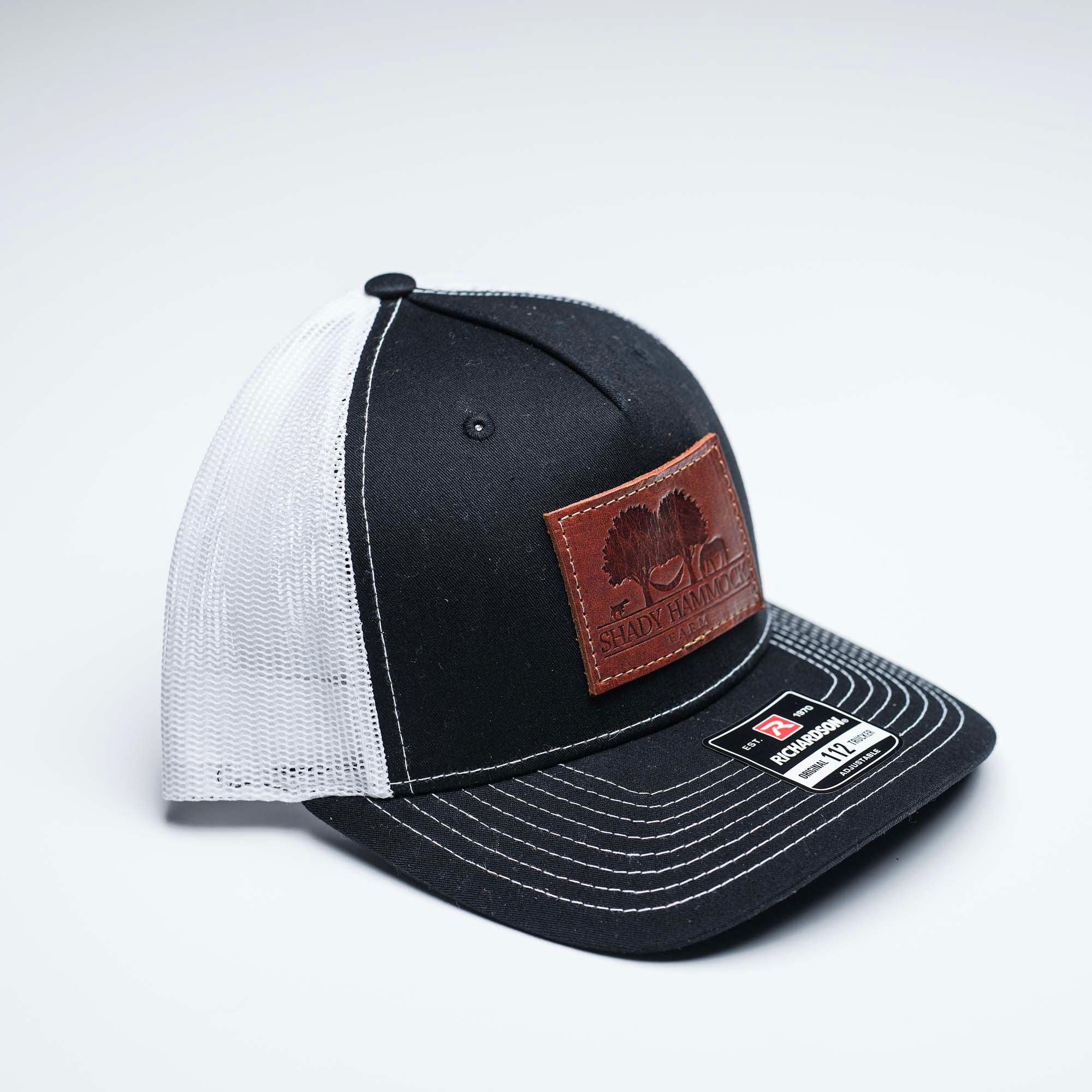 Debossed Heat Pressed - Richardson 112FP Five Panel Trucker Cap Custom Leather Patch Hat with YOUR LOGO