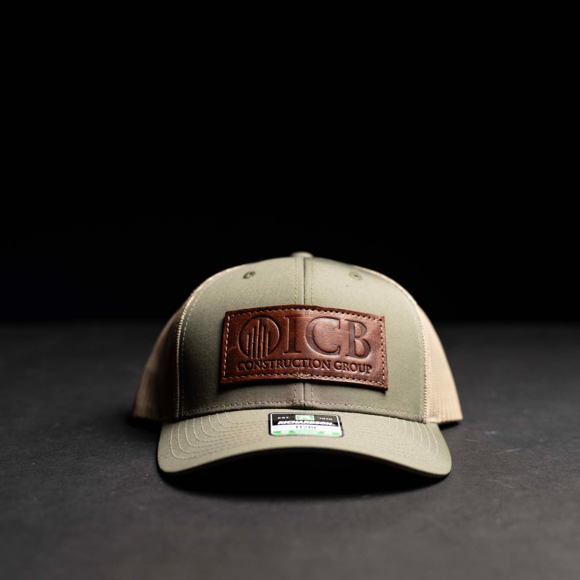 Debossed Heat Pressed - Richardson 112RE Recycled Trucker Custom Leather Patch Hat with YOUR LOGO