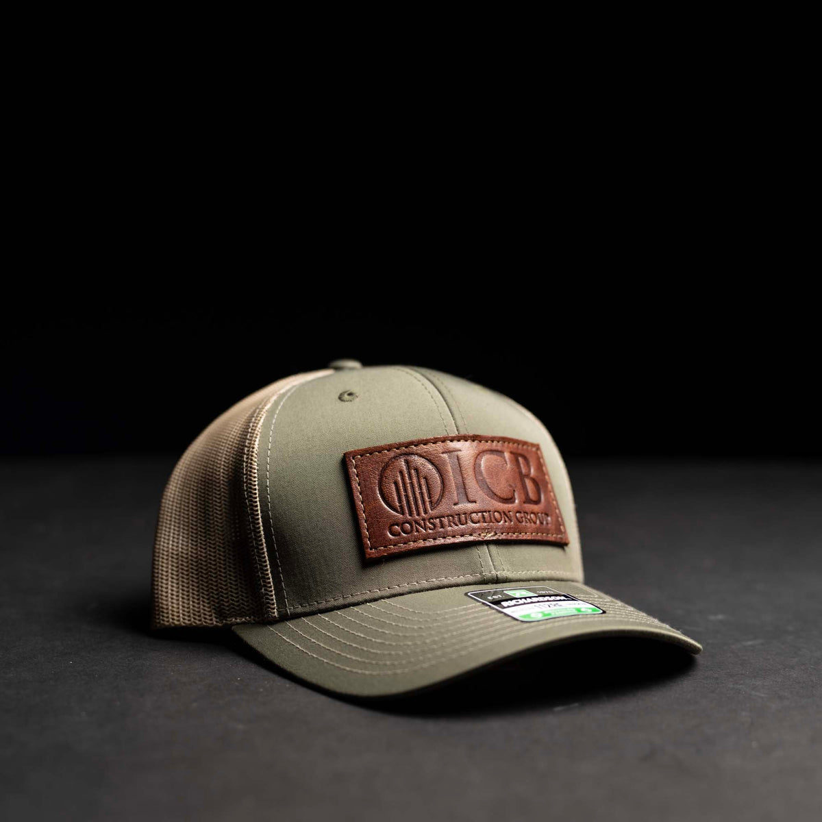 Debossed Heat Pressed - Richardson 112RE Recycled Trucker Custom Leather Patch Hat with YOUR LOGO