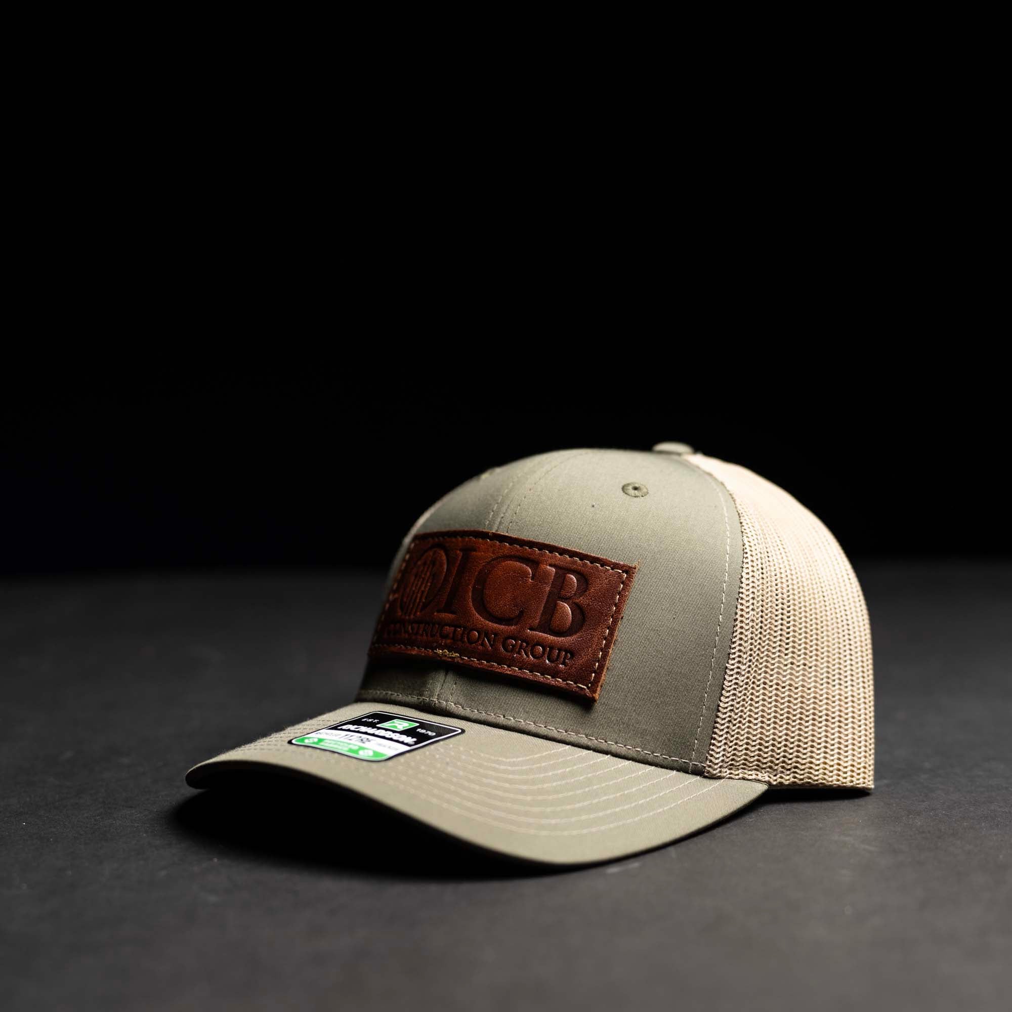 Debossed Heat Pressed - Richardson 112RE Recycled Trucker Custom Leather Patch Hat with YOUR LOGO