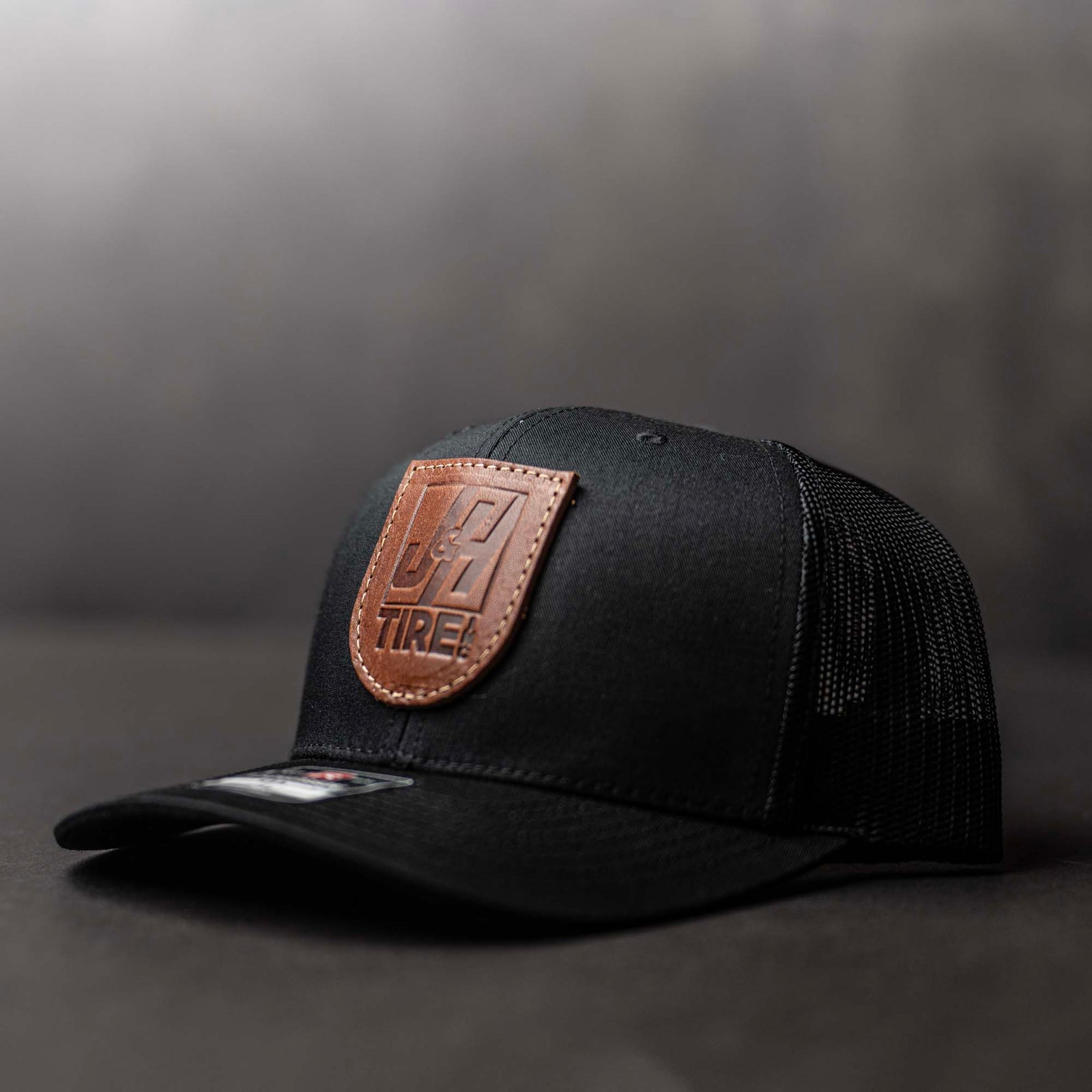 SALE - Debossed Heat Pressed - Solid Black Richardson 112 Custom Leather Patch Trucker Hat