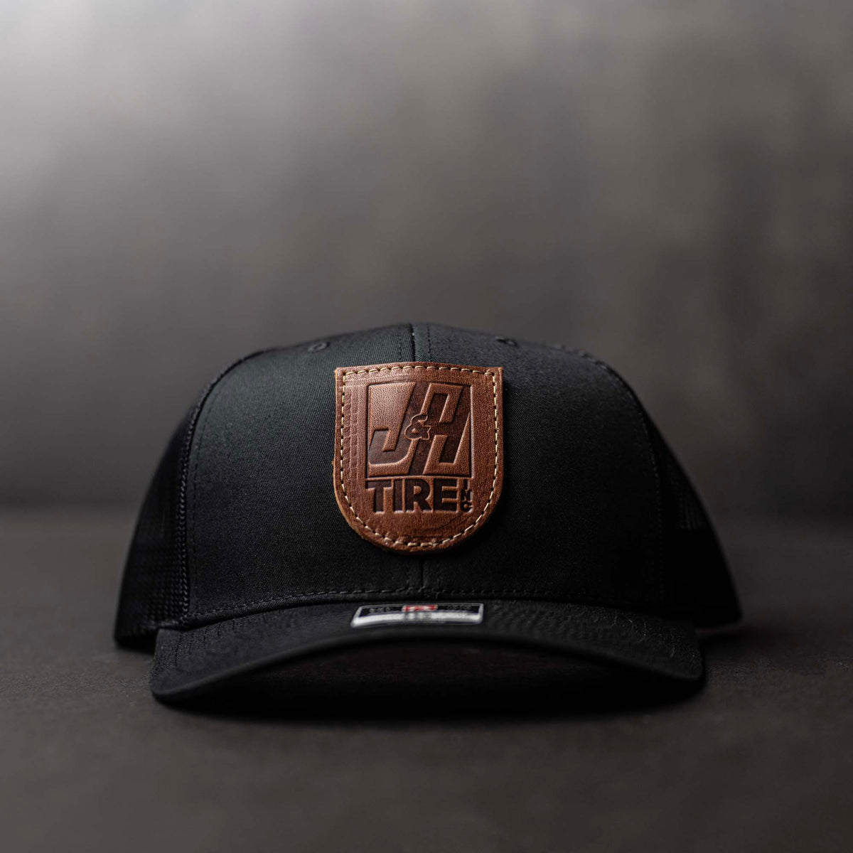 SALE - Debossed Heat Pressed - Solid Black Richardson 112 Custom Leather Patch Trucker Hat