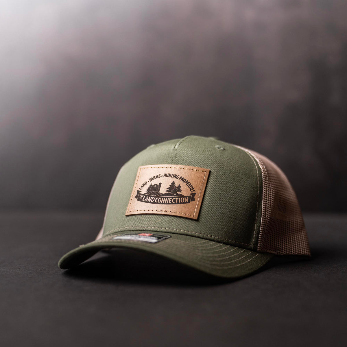 SALE - Lasered - Richardson 112FP Custom Leather Patch Trucker Hat