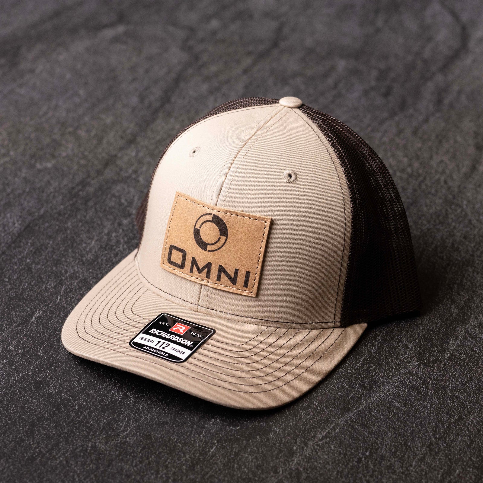 SALE - Lasered - Richardson 112 Custom Leather Patch Trucker Hat