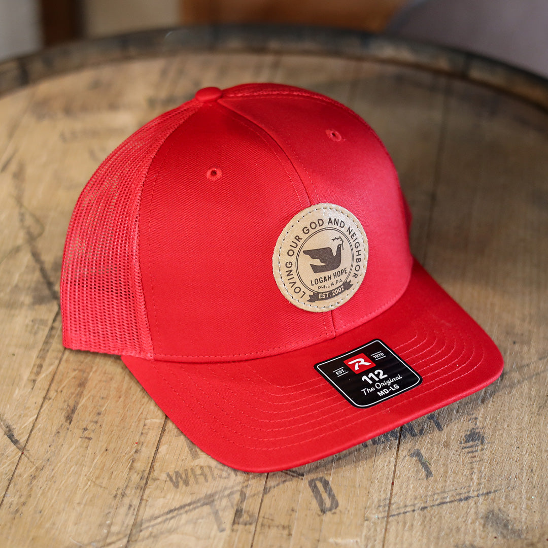 SALE - Patriotic Colors - Lasered - Richardson 112 Custom Leather Patch Trucker Hat