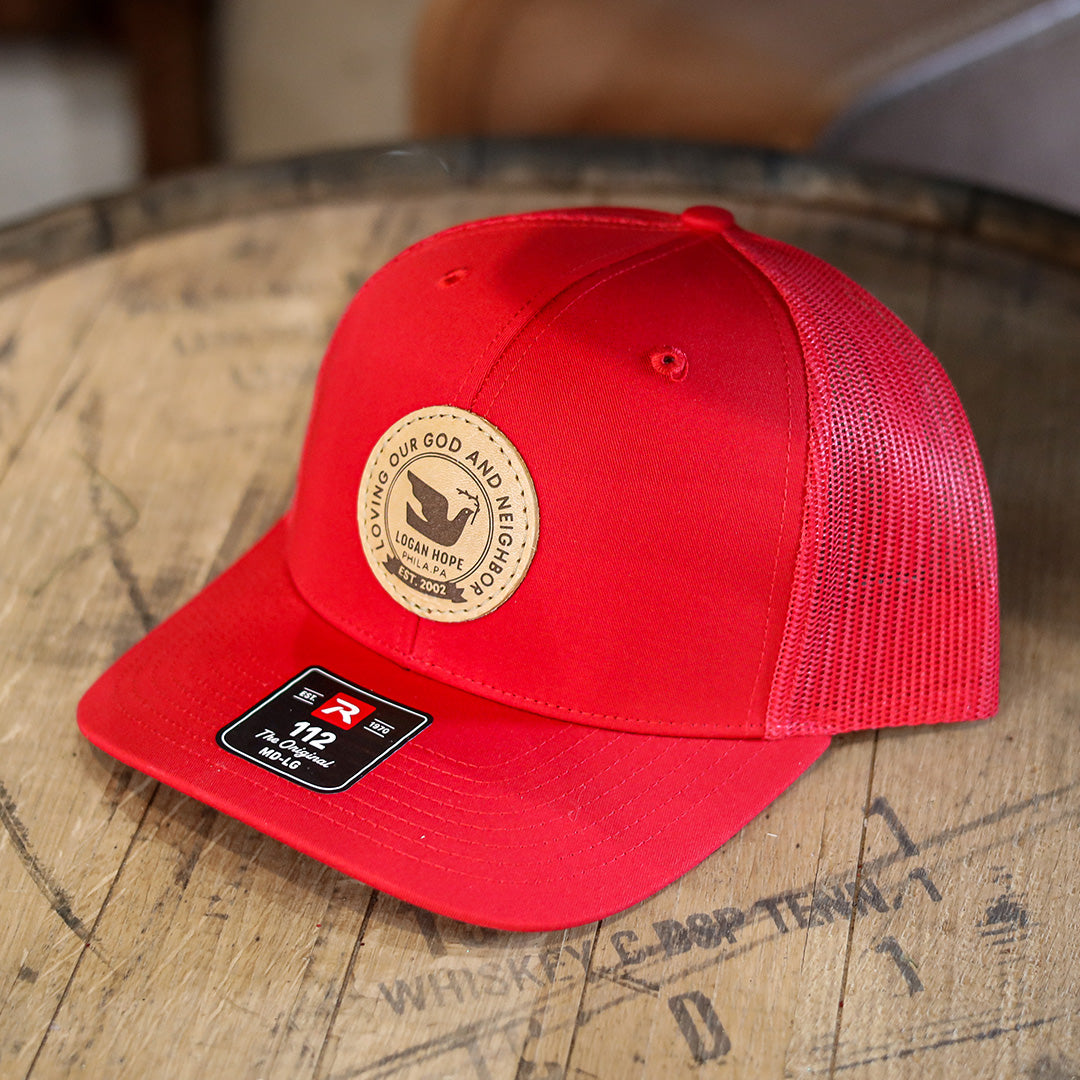 SALE - Patriotic Colors - Lasered - Richardson 112 Custom Leather Patch Trucker Hat