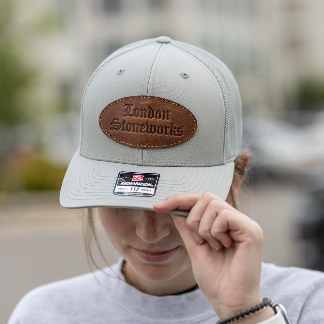 SALE - Debossed Heat Pressed - Solid Quarry Richardson 112 Custom Leather Patch Trucker Hat