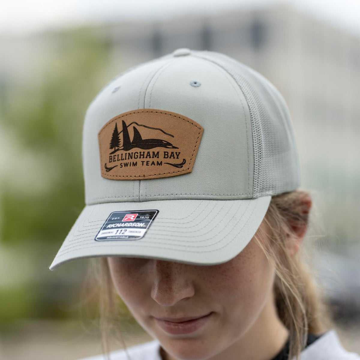 SALE - Lasered - Solid Quarry Richardson 112 Custom Leather Patch Trucker Hat