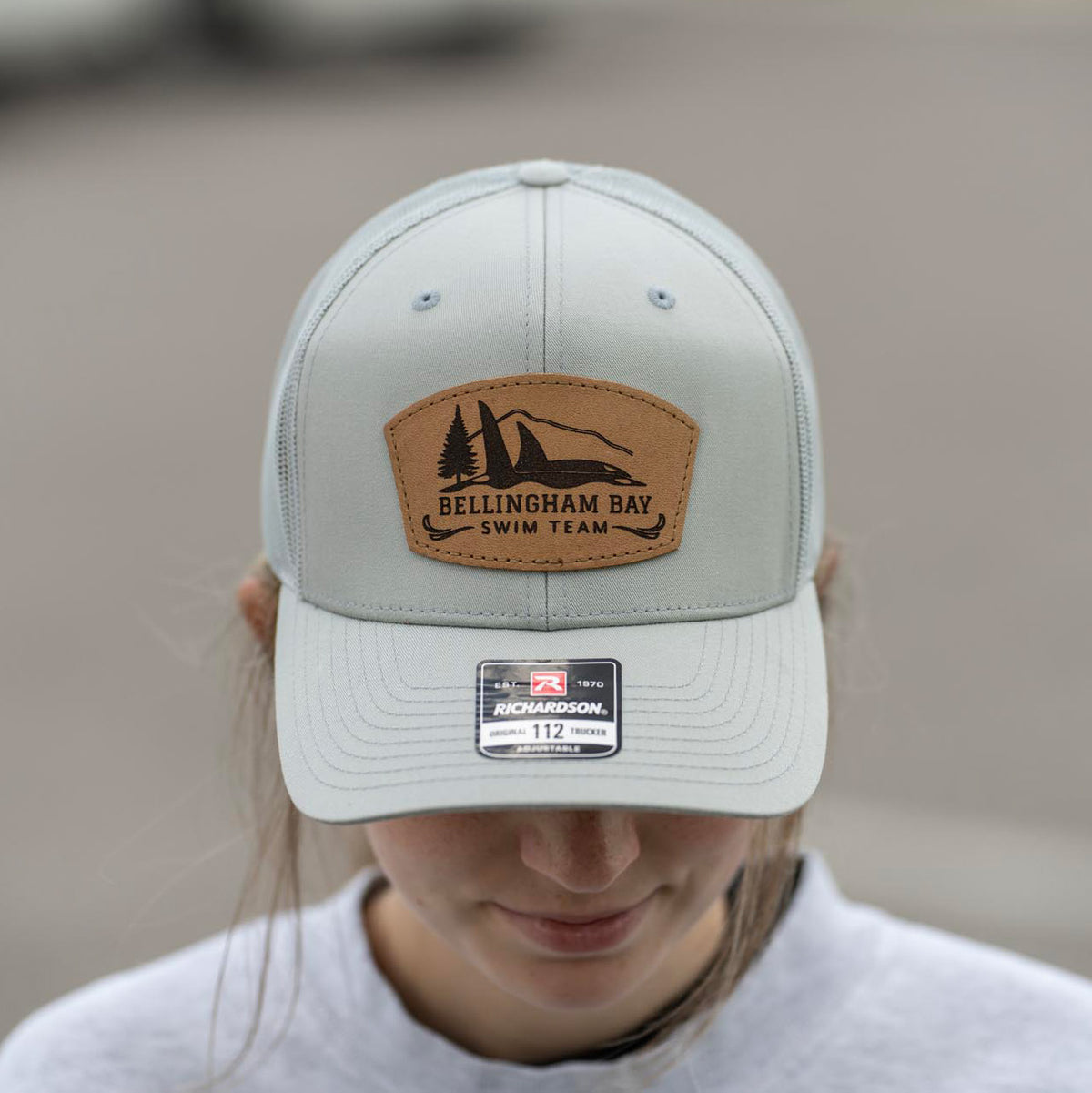 SALE - Lasered - Solid Quarry Richardson 112 Custom Leather Patch Trucker Hat