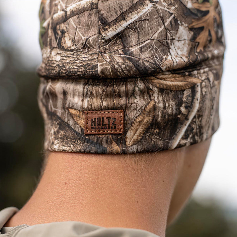 Camo Microfleece Beanie – Custom Leather Patch Richardson 121